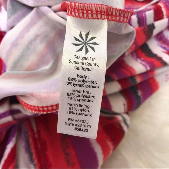 Athleta Top Size Large Vibrant Colors Built in Bra - Picture 8 of 13